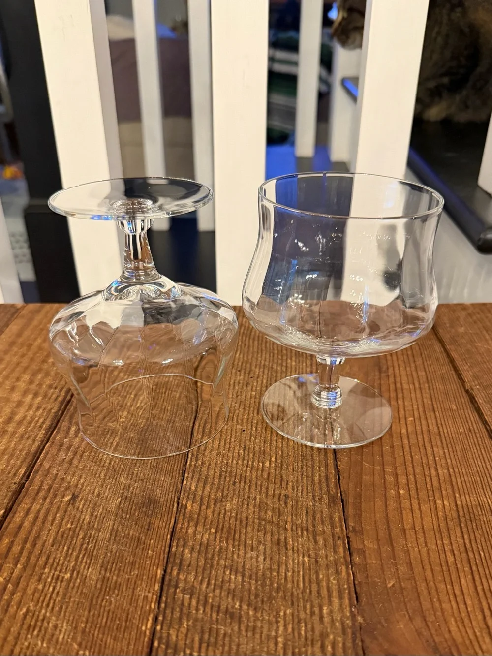 Vintage Optic Clear Glass Stemware Cocktail Glasses